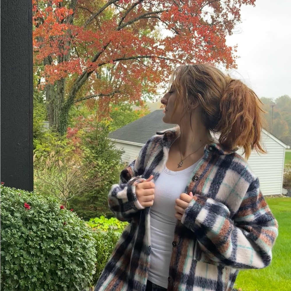 DAVI & DANI Multicolor Plaid Teddy Jackets